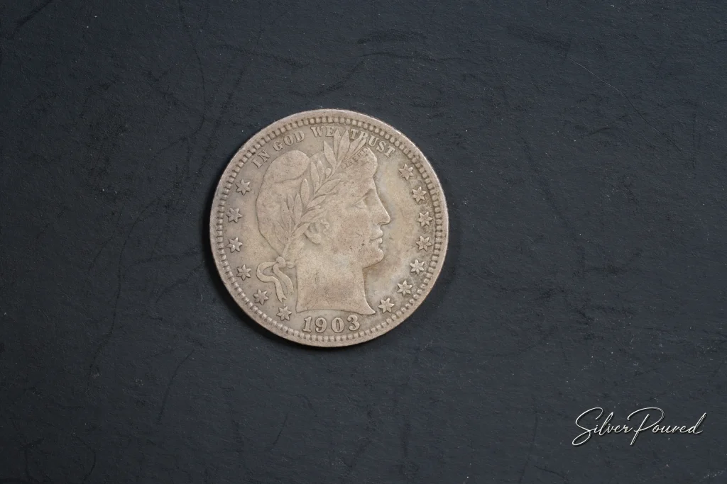 1903 Philadelphia Barber Quarter obverse showing Liberty portrait