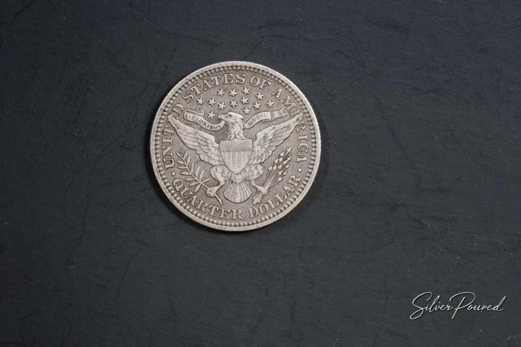 1903 Philadelphia Barber Quarter reverse showing heraldic eagle