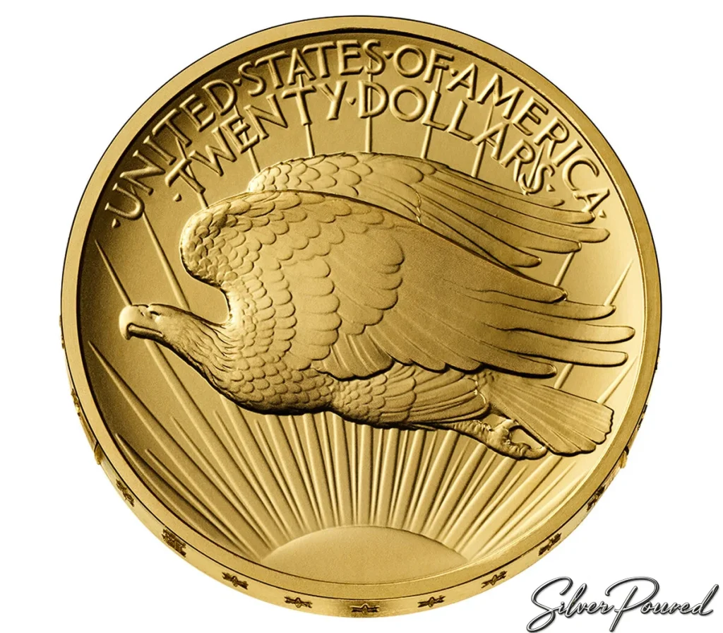 1907 Saint-Gaudens High Relief $20 Best of the Mint gold coin reverse with eagle flying above the rising sun