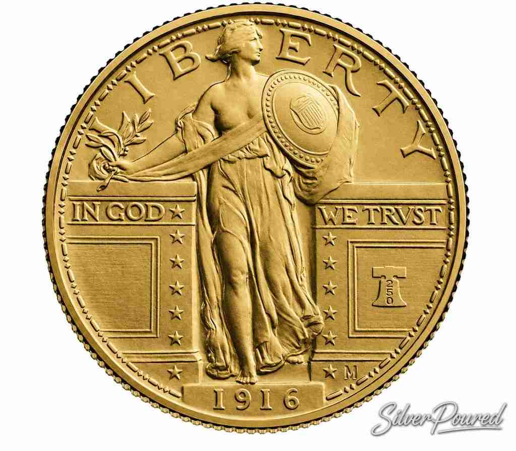 1916 Standing Liberty Quarter Best of the Mint 24-karat .9999 fine gold coin obverse