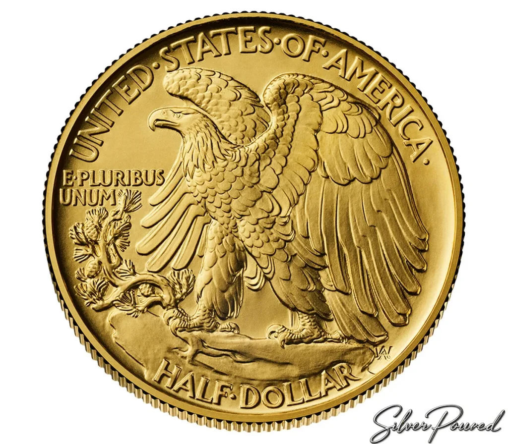 1916 Walking Liberty Half Dollar Best of the Mint 24-karat .9999 fine gold coin reverse with American eagle