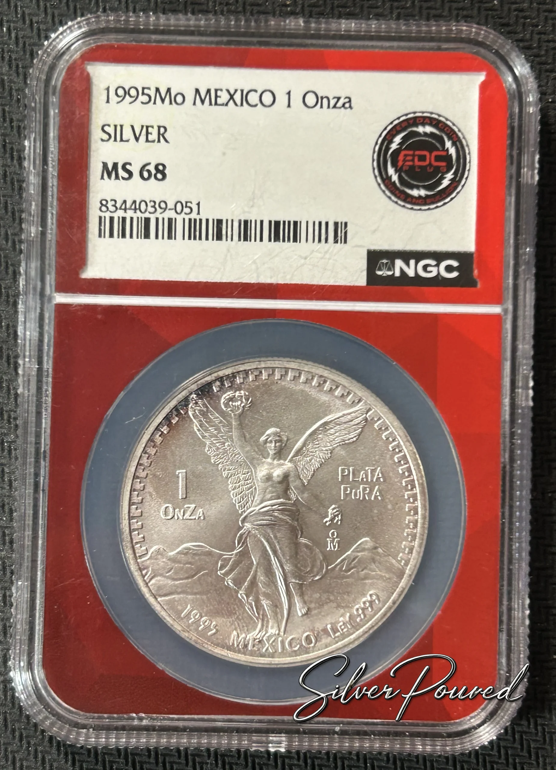 1995 Mexico 1 oz Silver Libertad NGC MS68 obverse illustrating graded Libertad value