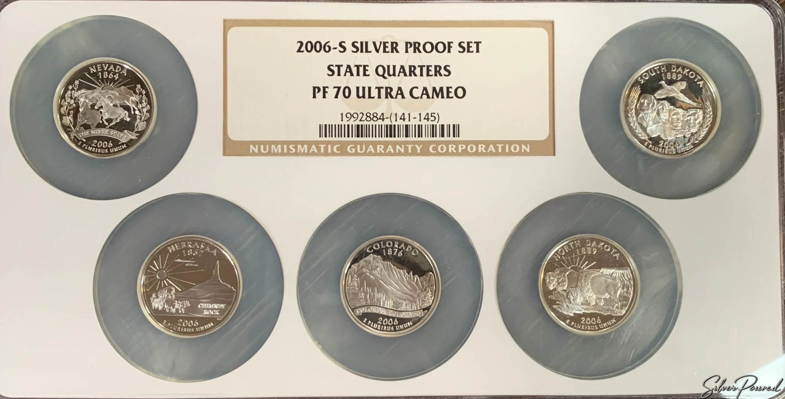 2006-S Silver Proof State Quarters certified NGC PF70 Ultra Cameo from the annual Silver Proof Set program