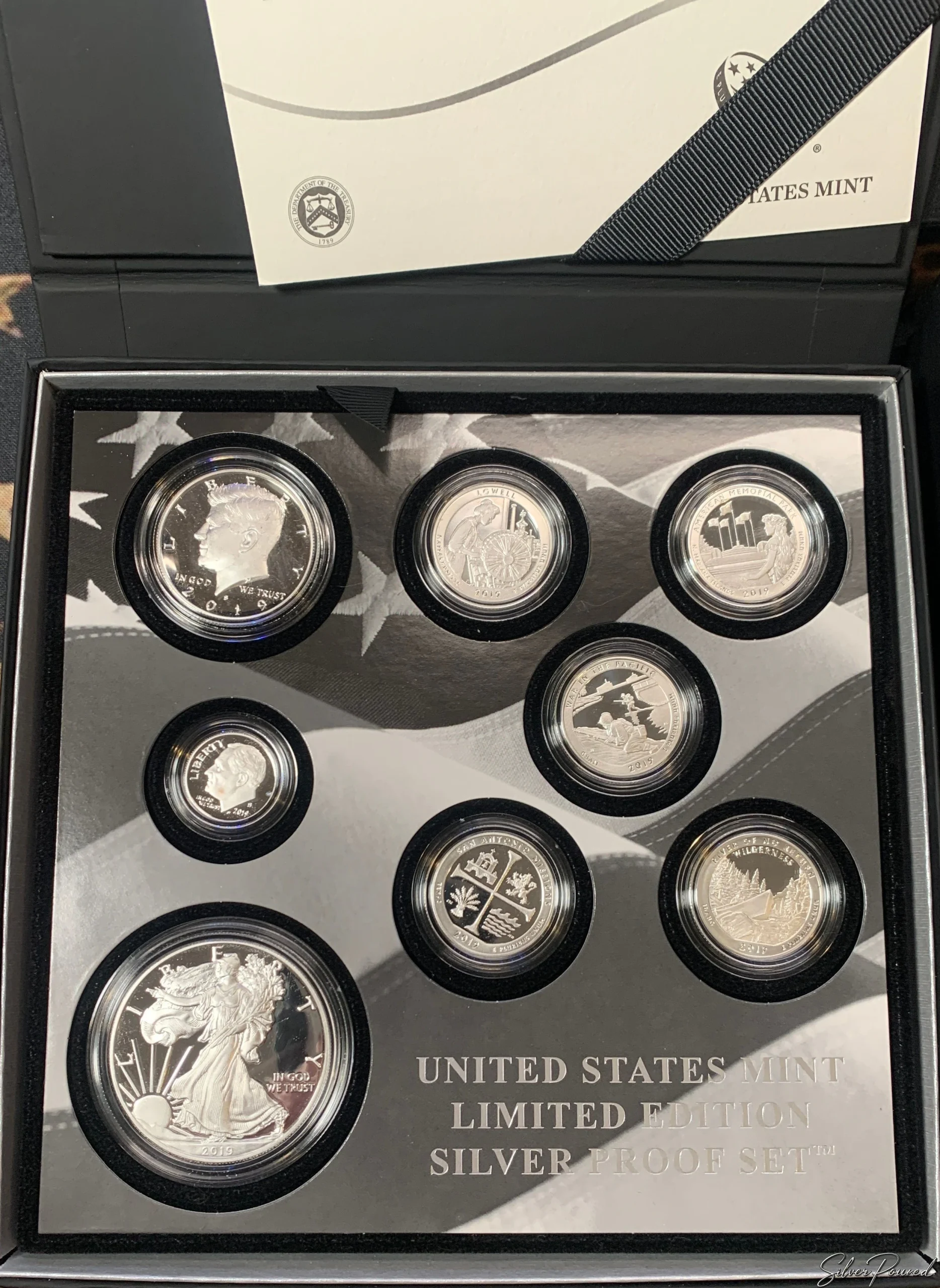 2019 United States Mint Limited Edition Silver Proof Set with American Silver Eagle and seven additional .999 silver Proof coins