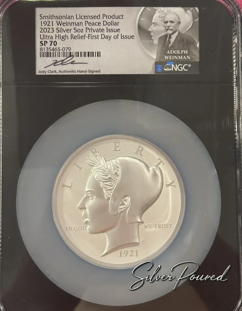 2023 Smithsonian 5 oz Ultra High Relief Peace Dollar reverse