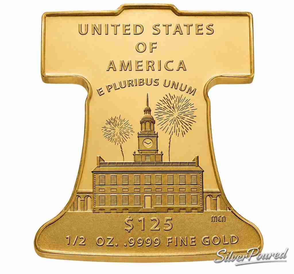 Freedom Ringing Liberty Bell one-half ounce .9999 fine gold coin reverse