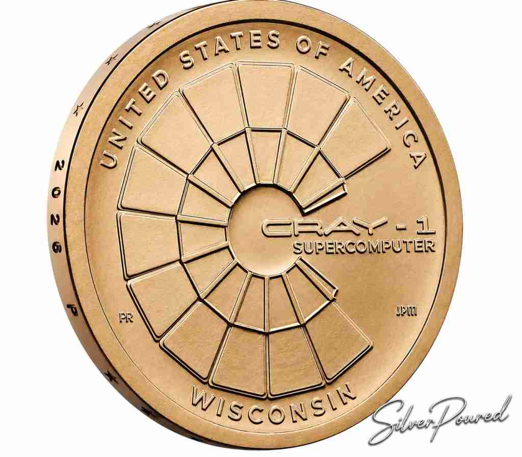 2026 American Innovation $1 Coin reverse honoring Wisconsin's CRAY-1 Supercomputer