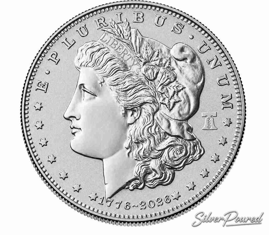 2026 Semiquincentennial Morgan Silver Dollar Proof Coin obverse concept featuring Liberty in the classic Morgan Dollar design with E Pluribus Unum and 1796–2026 dual dates.