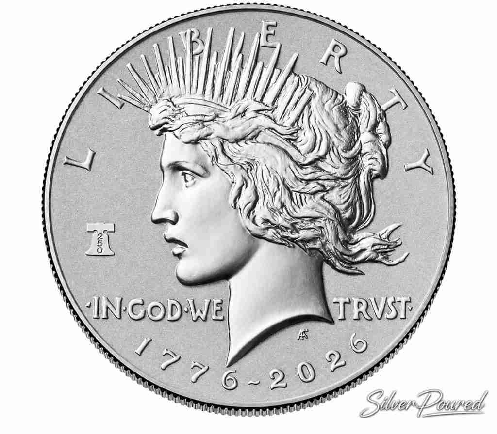 2026 Semiquincentennial Peace Silver Dollar Proof Coin obverse concept featuring the classic Peace Dollar Liberty portrait with In God We Trust and 1776–2026 dual dates.