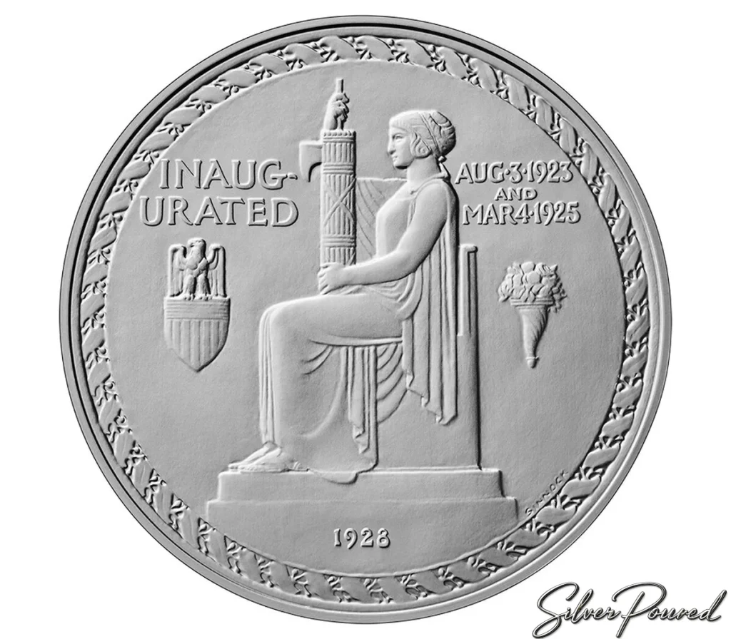 2026 Calvin Coolidge Presidential Silver Medal reverse with presidential inscriptions