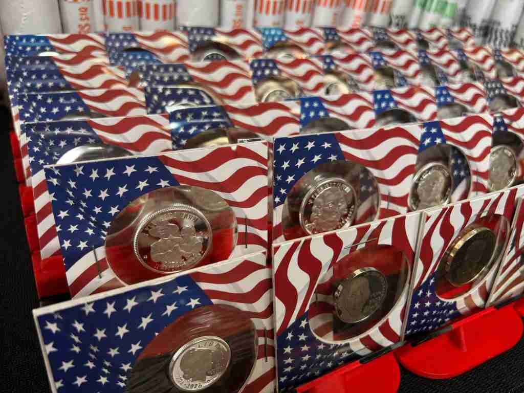 2026 Coins displayed in patriotic packaging celebrating America's 250th Anniversary Coin Program