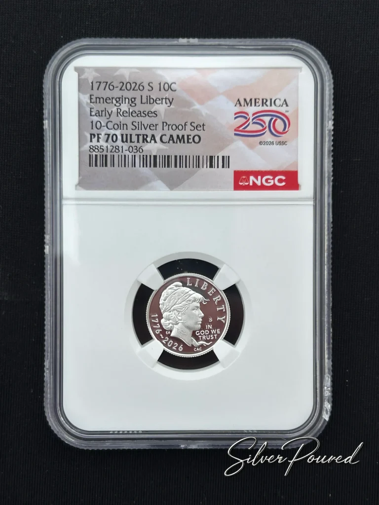 2026 Emerging Liberty Dime Silver Proof obverse in NGC PF70 Ultra Cameo holder with 1776–2026 dual date