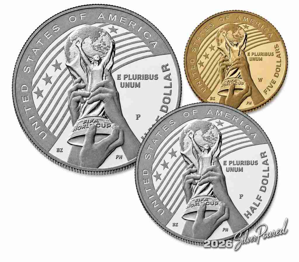 2026 FIFA World Cup commemorative half dollar and $5 gold coin obverse designs