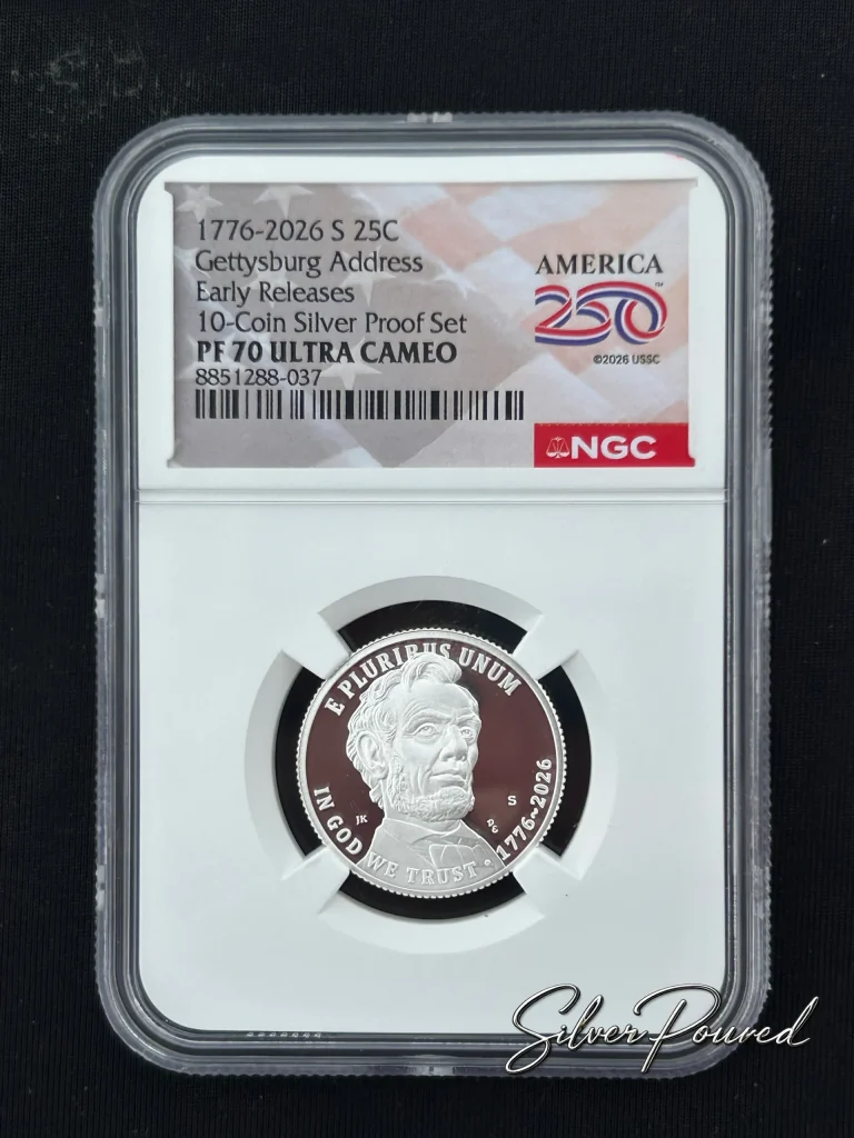2026 Gettysburg Address Quarter Silver Proof obverse featuring Abraham Lincoln in NGC PF70 Ultra Cameo holder