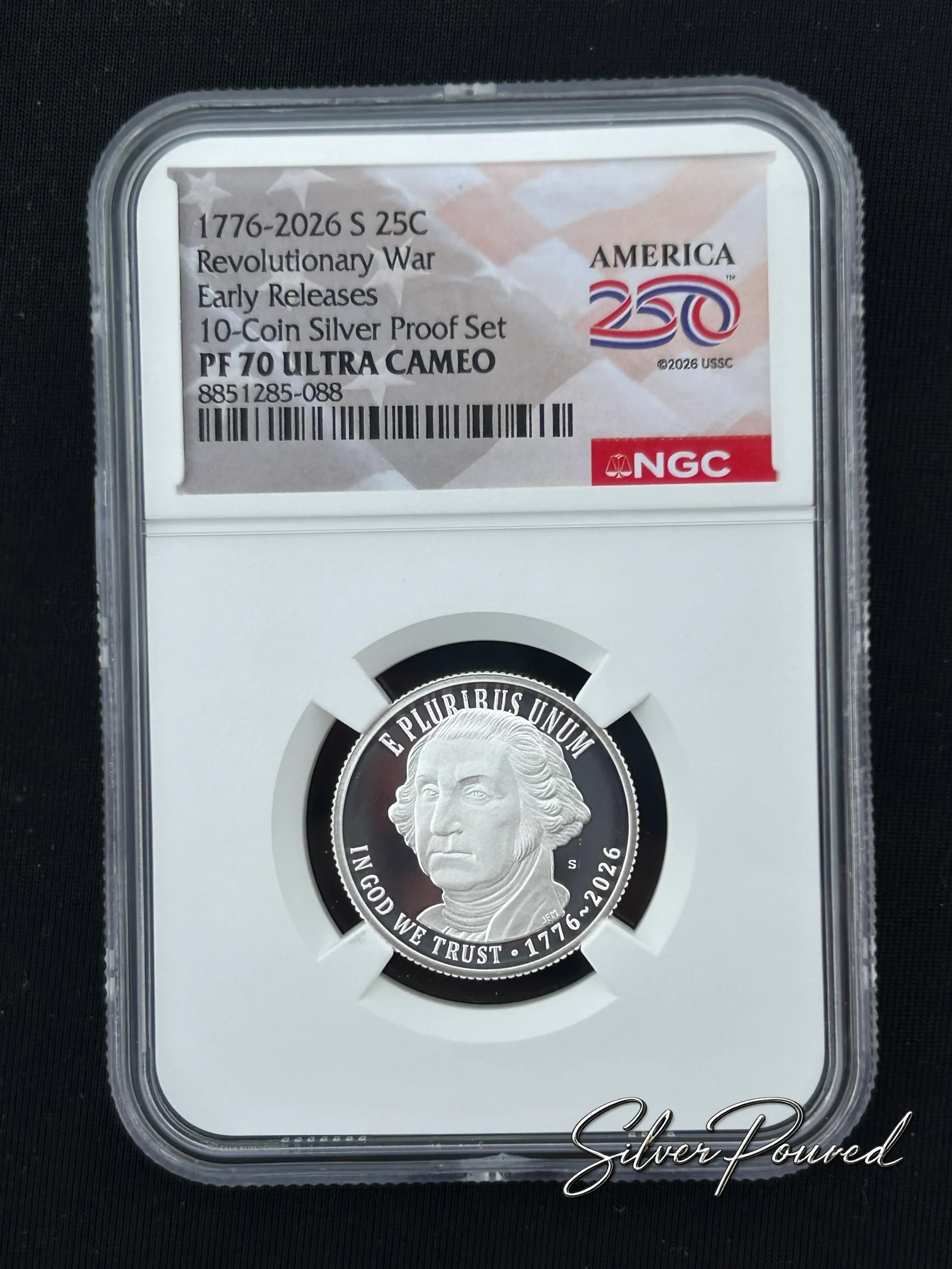 2026 Revolutionary War quarter silver proof NGC PF70 Ultra Cameo obverse featuring George Washington