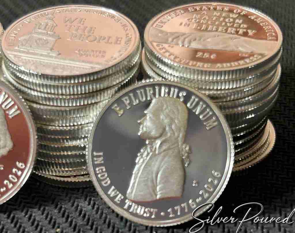 2026 Semiquincentennial Declaration of Independence silver proof quarter obverse