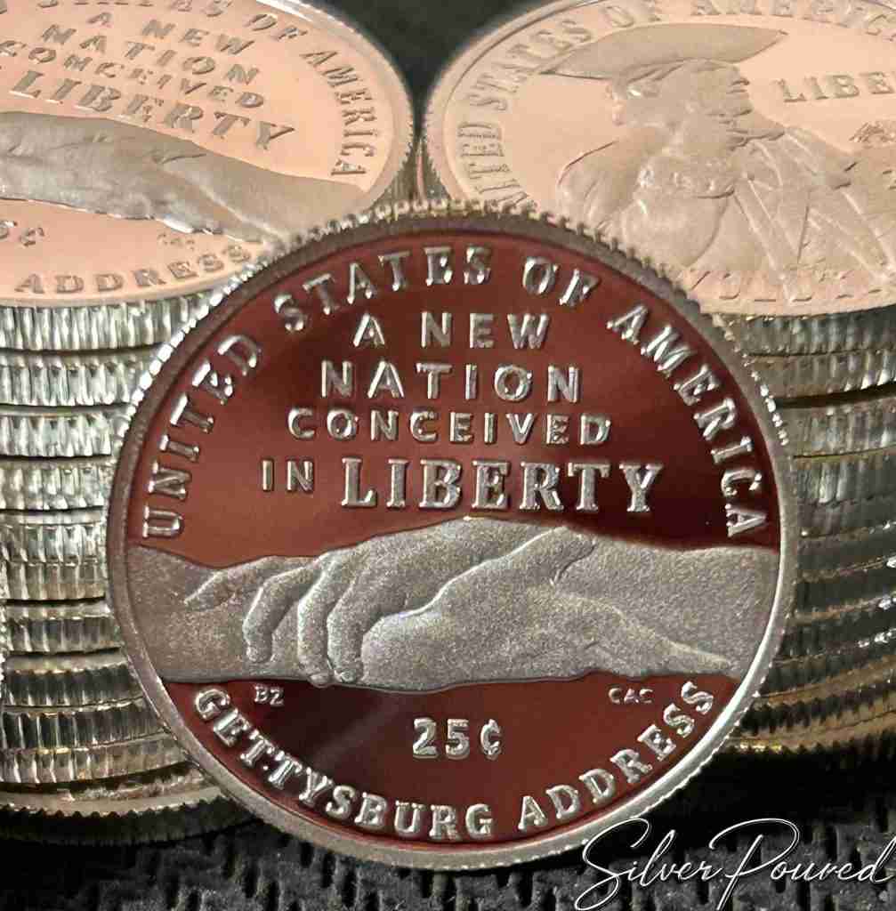 2026 Semiquincentennial Gettysburg Address silver proof quarter reverse