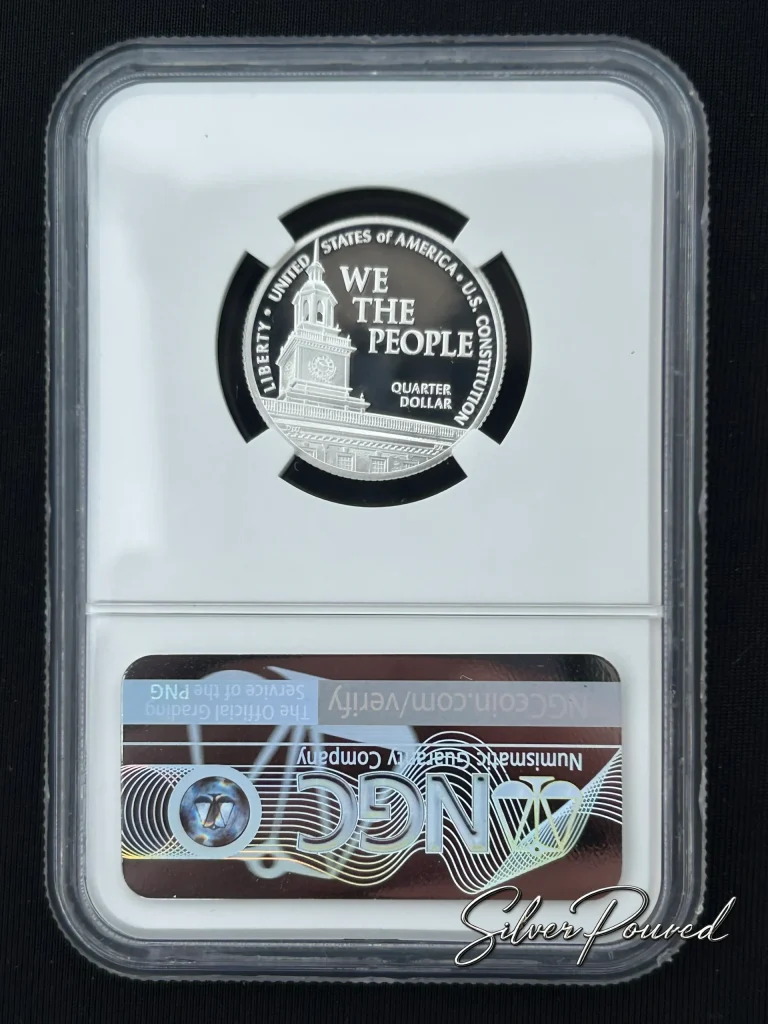 2026 U.S. Constitution Quarter Silver Proof reverse featuring Independence Hall in NGC PF70 Ultra Cameo holder