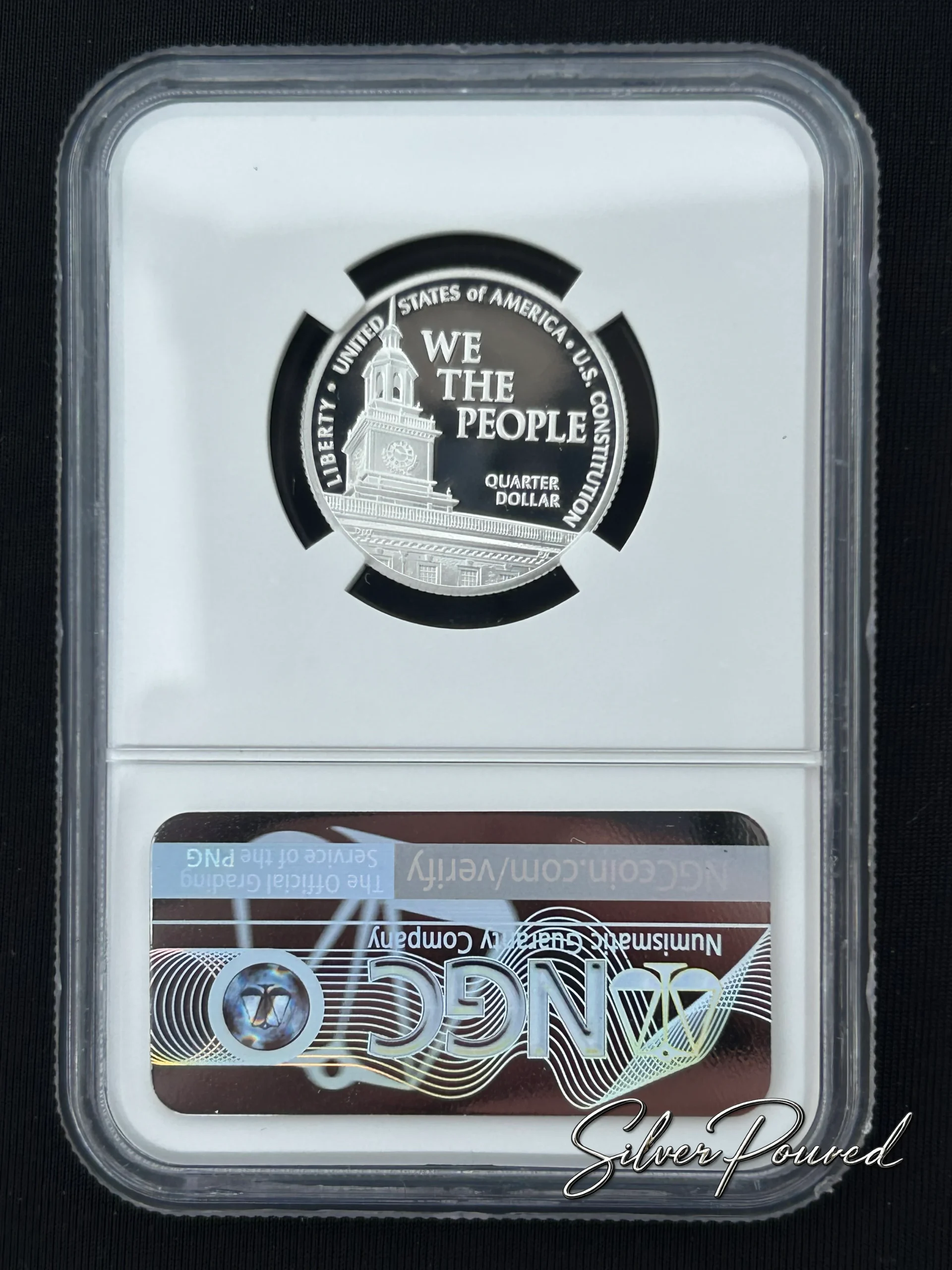 2026 U.S. Constitution Silver Proof Quarter in 99.9% fine silver, NGC PF70 Ultra Cameo reverse with Independence Hall
