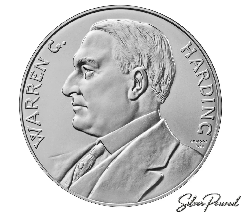 2026 Warren G. Harding Presidential Silver Medal obverse with portrait of President Warren G. Harding