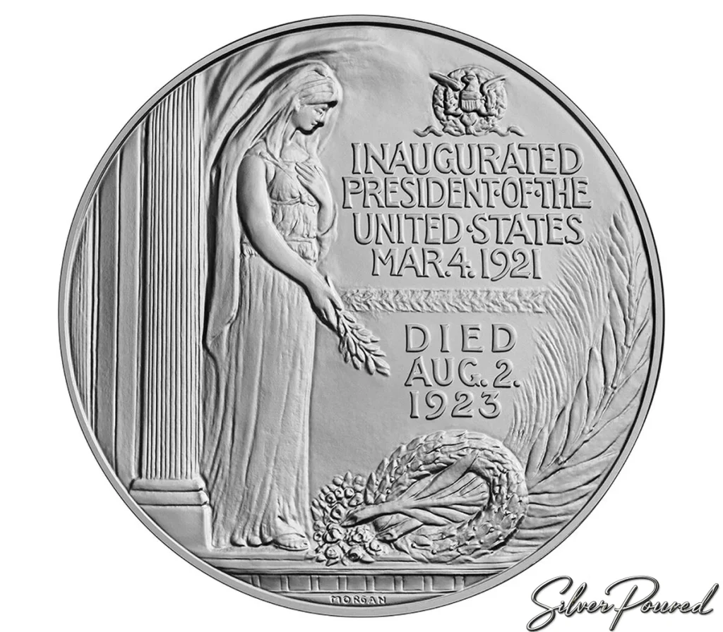 2026 Warren G. Harding Presidential Silver Medal reverse with presidential inscriptions