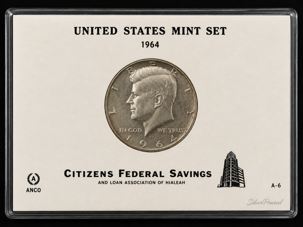 Kennedy Half Dollar silver value comparison showing 1964 90 percent silver and 1965 to 1970 40 percent silver Kennedy Half Dollars