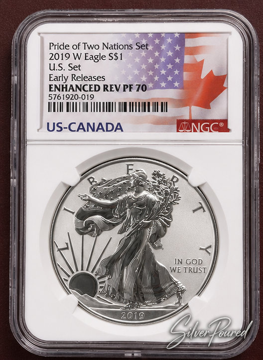 West Point silver eagles example featuring 2019-W Enhanced Reverse Proof American Silver Eagle Pride of Two Nations NGC PF70 Black Label Early Releases