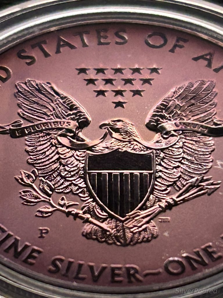 American Silver Eagle Values proof silver bullion coin close-up