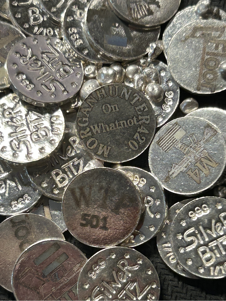 Silver Bitz fractional silver rounds and miniature silver bullion pieces for stackers and collectors.