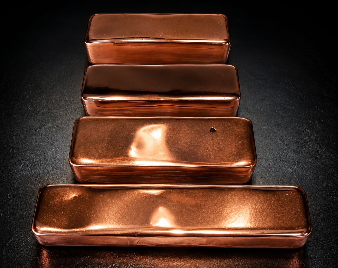 Hand poured copper display piece showing finished surface