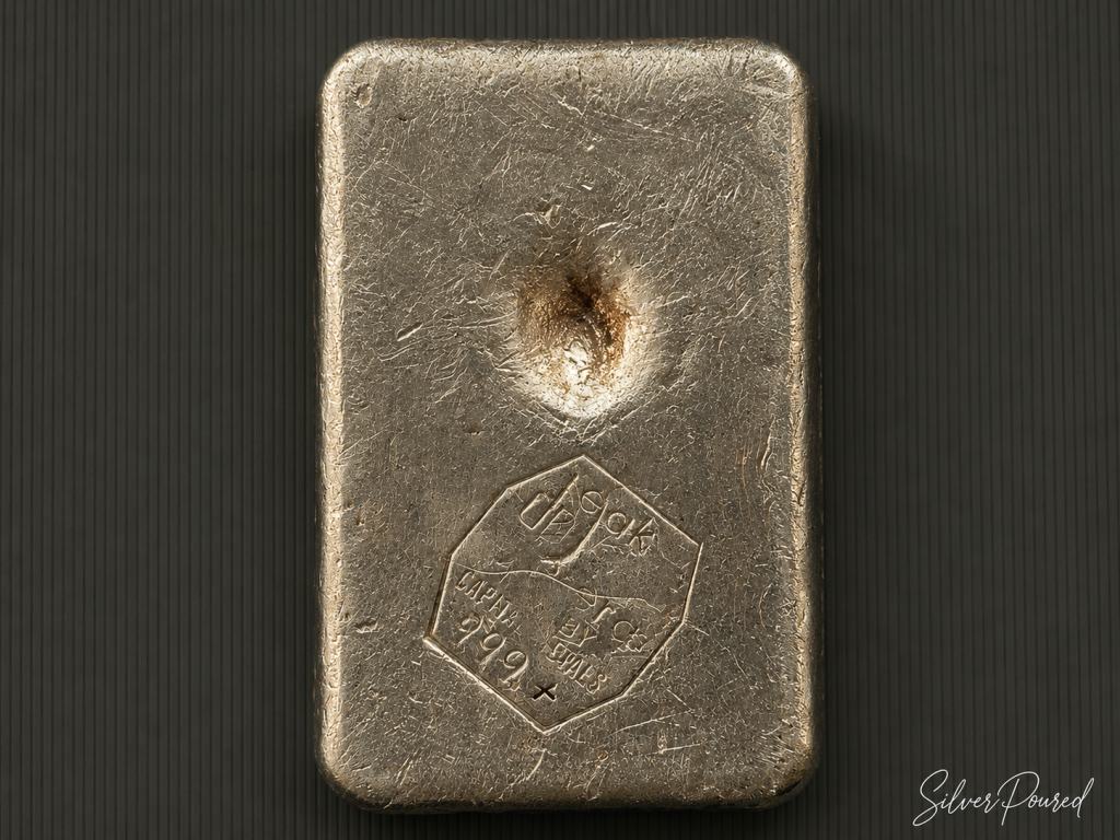 Vintage Capital Metals 10 oz hand-poured silver bar with refinery markings