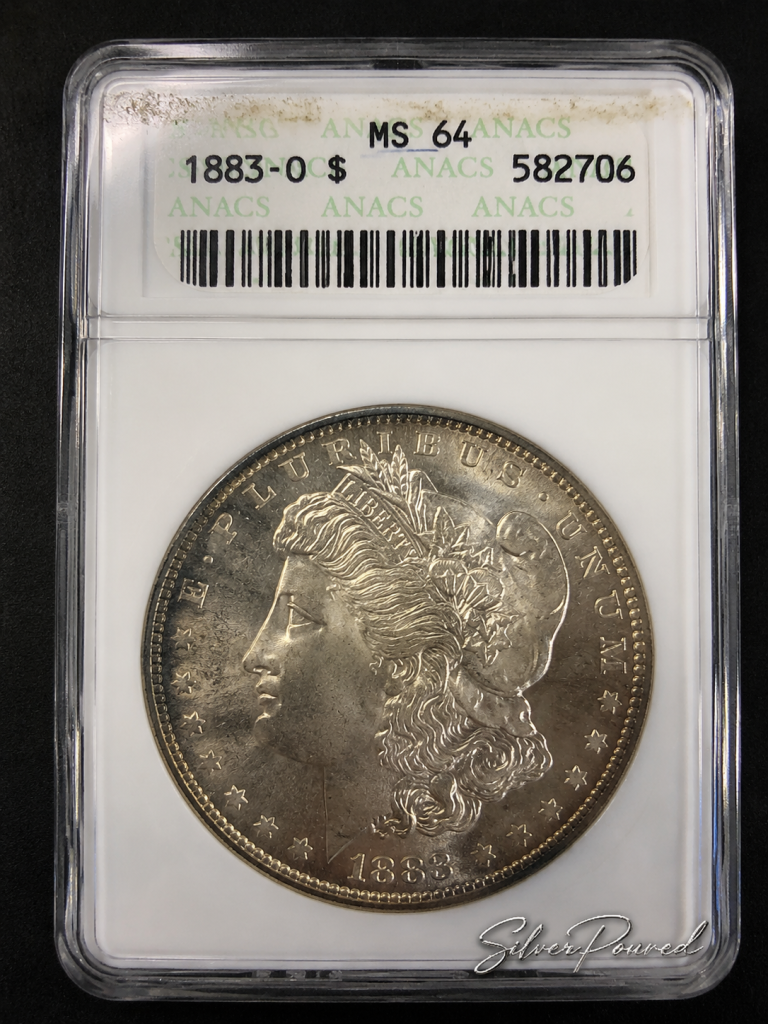 1883-O Morgan Silver Dollar ANACS MS64 obverse showing certified New Orleans Mint silver dollar