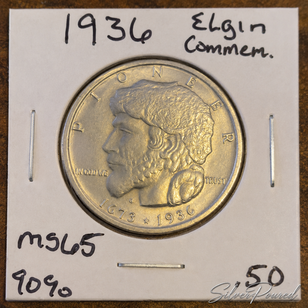 1936 Elgin Illinois Centennial commemorative half dollar obverse struck at Philadelphia
