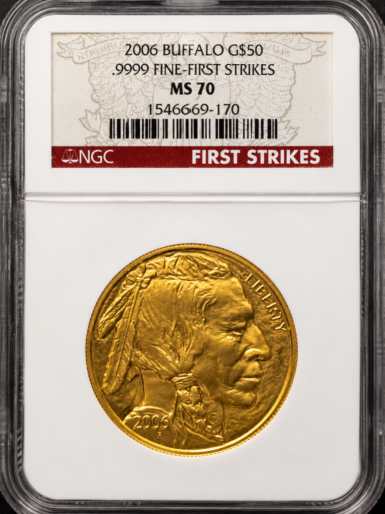 2006 American Gold Buffalo value first-year issue graded MS70 First Strikes by NGC