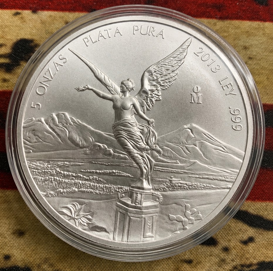 2013 5 oz Silver Libertad obverse 10400 mintage .999 fine Mexican silver bullion coin