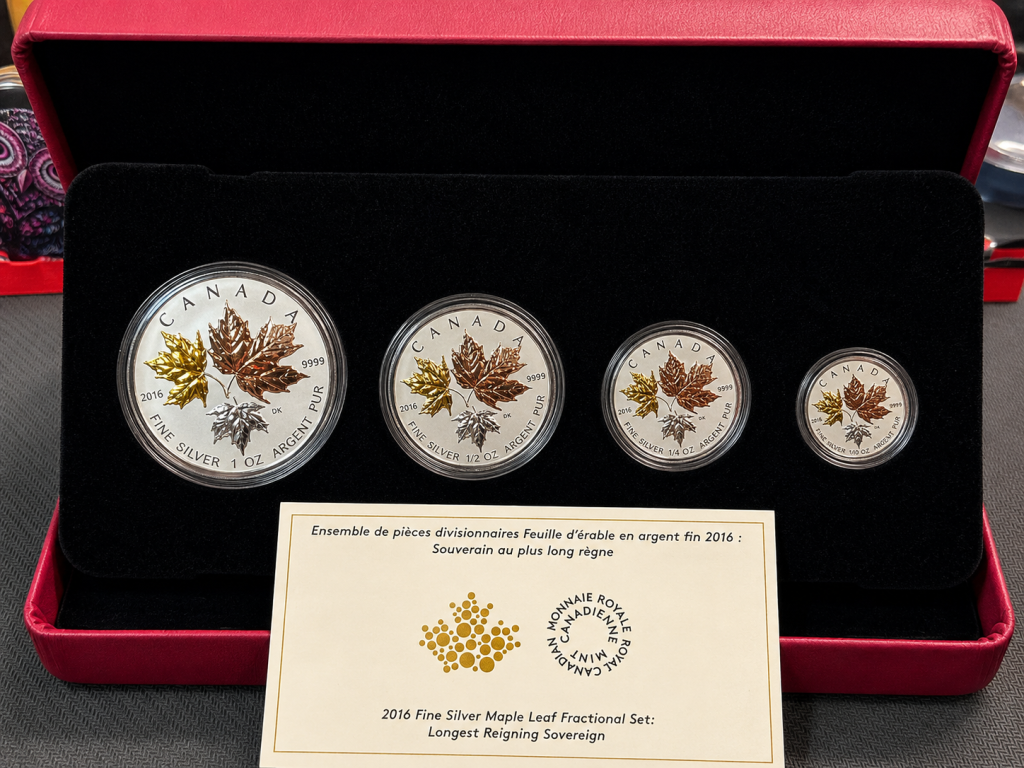 2016 Canadian Silver Maple Leaf fractional silver coin presentation set showing why collectors pay more for silver.