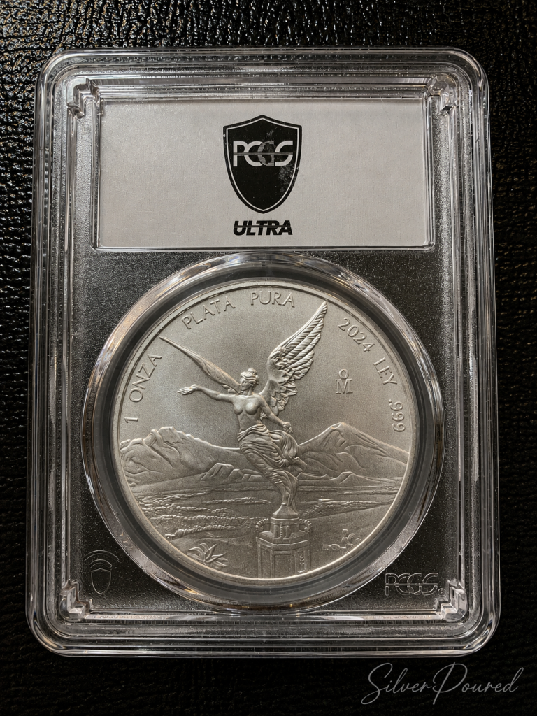 2024 Mexico Silver Libertad graded PCGS MS70 showing the national design and certification
