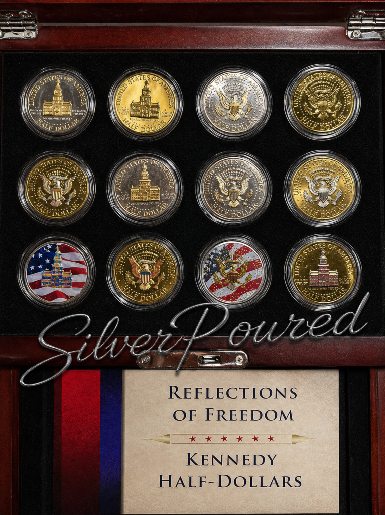 Silver coin values comparison for Kennedy Half Dollars with different compositions and collector finishes