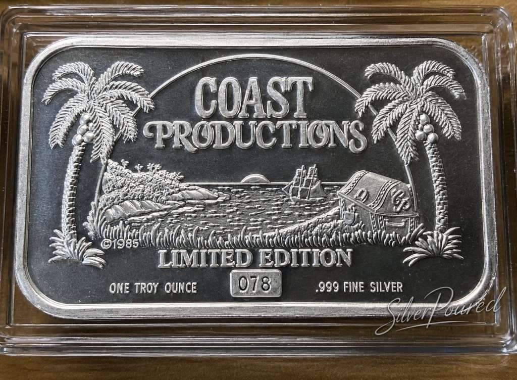 1985 Coast Productions Halley's Comet Limited Edition 1 troy ounce .999 fine silver bar reverse