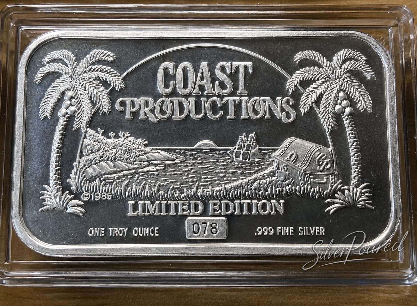 1985 Coast Productions Halley's Comet limited mintage silver bar reverse with serial number