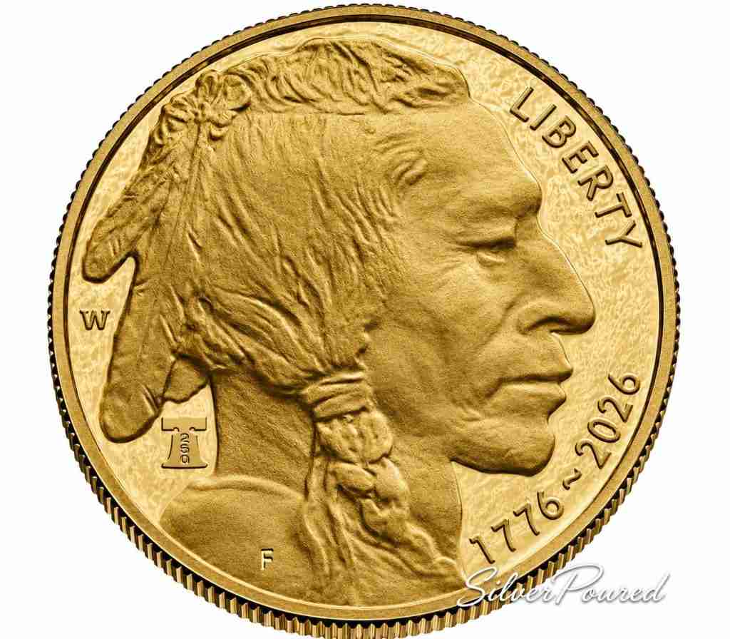 2026 American Buffalo One Ounce Gold Proof Coin obverse featuring the Native American portrait with Liberty inscription and 1776–2026 dual dates.