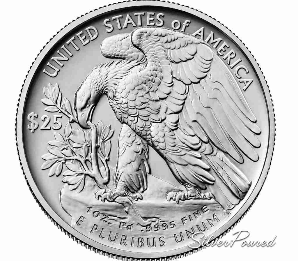 2026 American Eagle one-ounce .9995 fine palladium uncirculated coin reverse